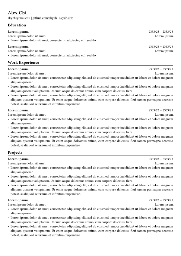 ChiCV template preview