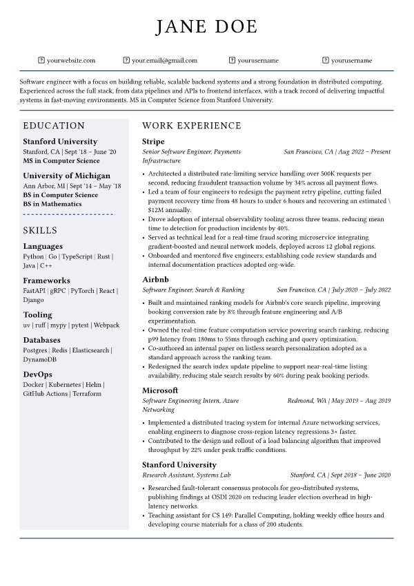 Cobalt CV template preview