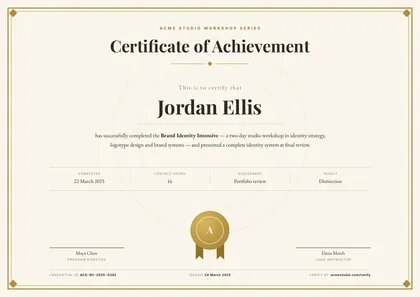Certificates — Gold Seal template rendered from live data