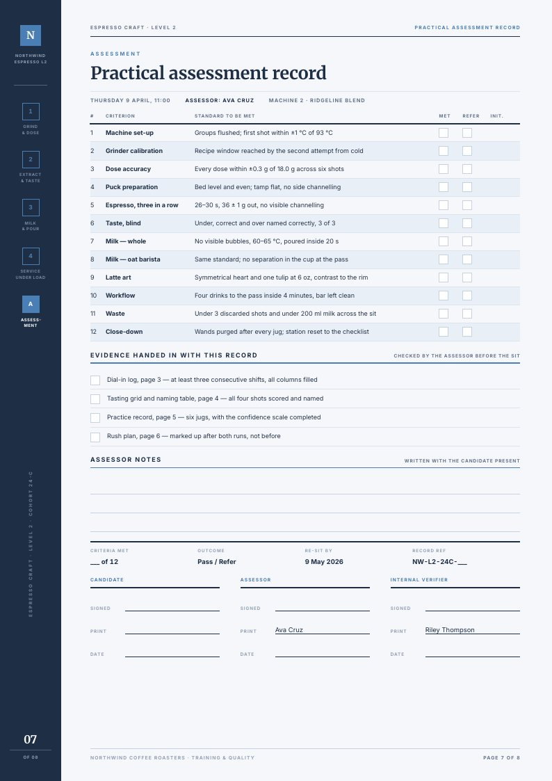 Dial In Rail course workbook template, page 7 of 8