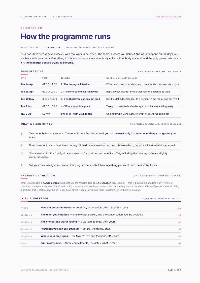 Quiet Measure course workbook template, page 2 of 7