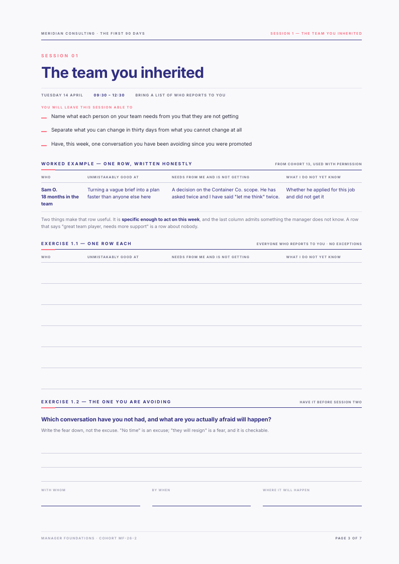 Quiet Measure course workbook template, page 3 of 7