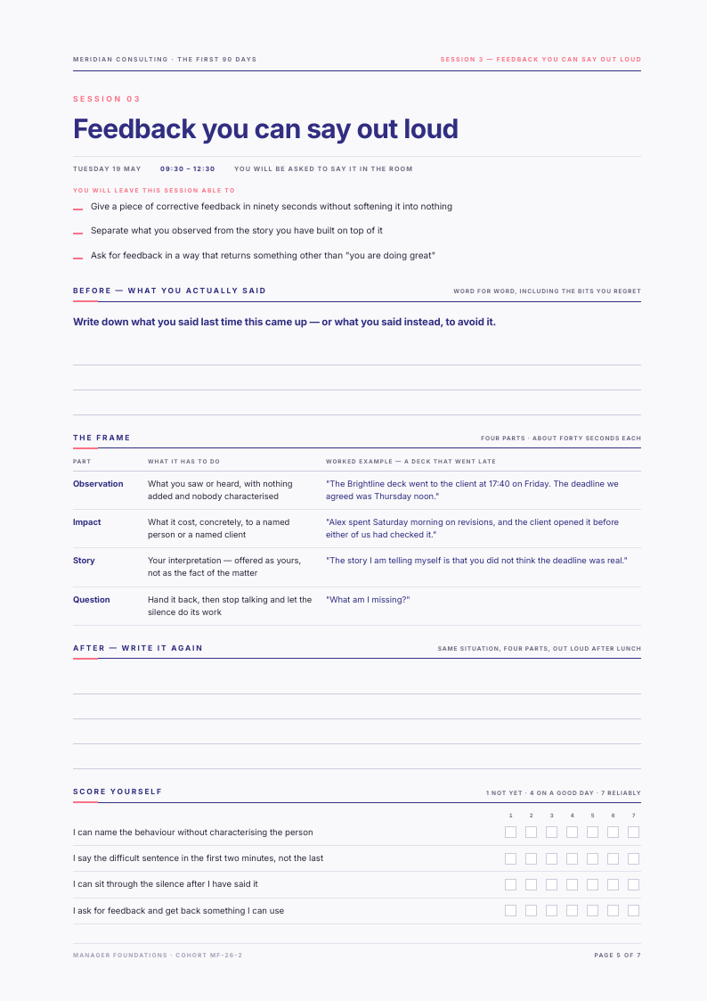 Quiet Measure course workbook template, page 5 of 7