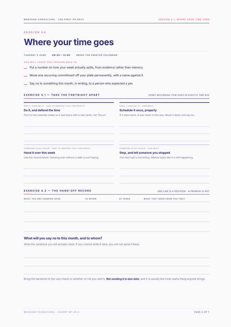 Quiet Measure course workbook template, page 6 of 7
