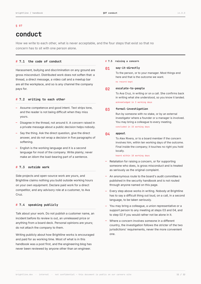 Mono Index employee handbook template, page 11 of 12