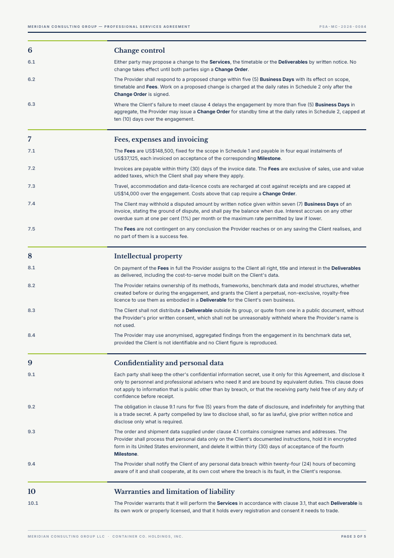Docket Grid service agreement template, page 3 of 5