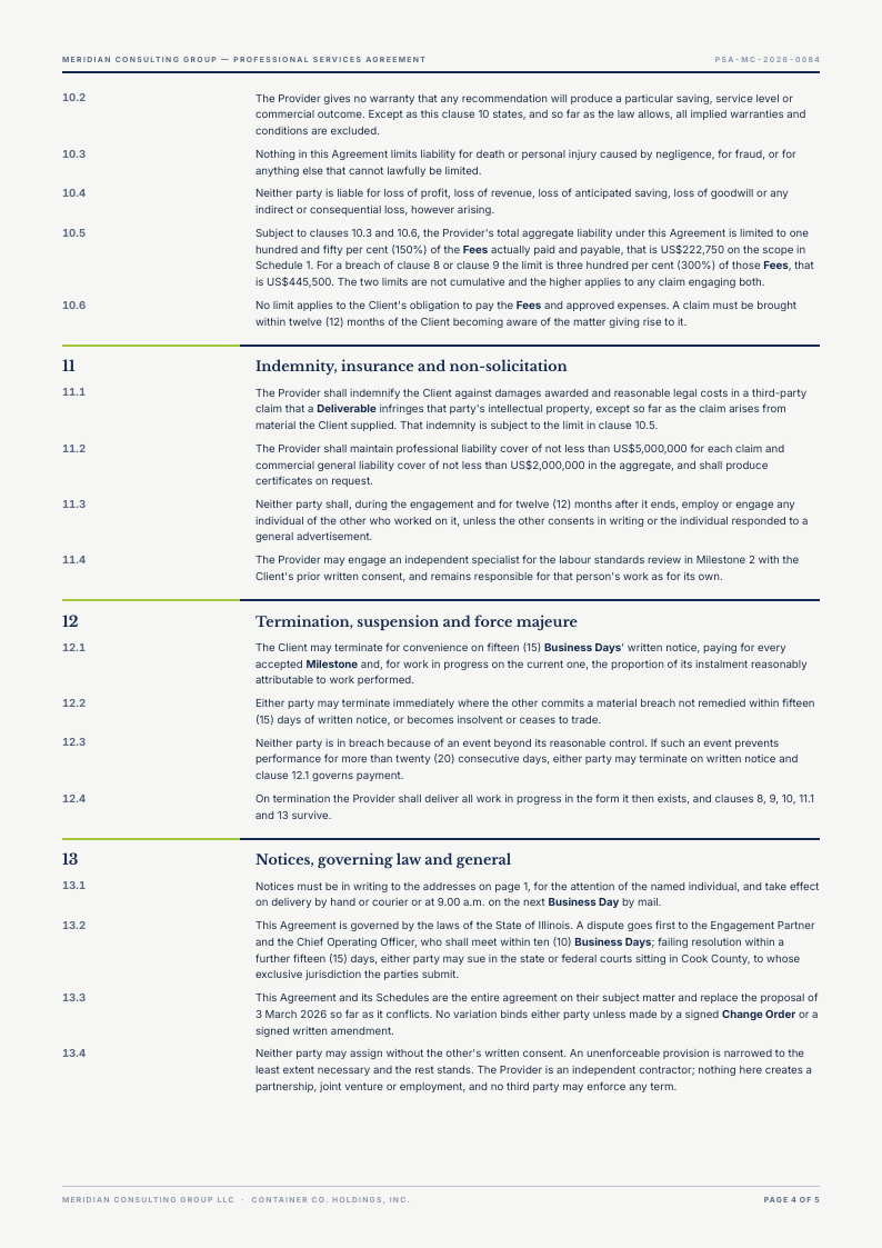 Docket Grid service agreement template, page 4 of 5