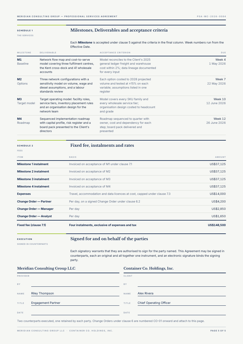 Docket Grid service agreement template, page 5 of 5