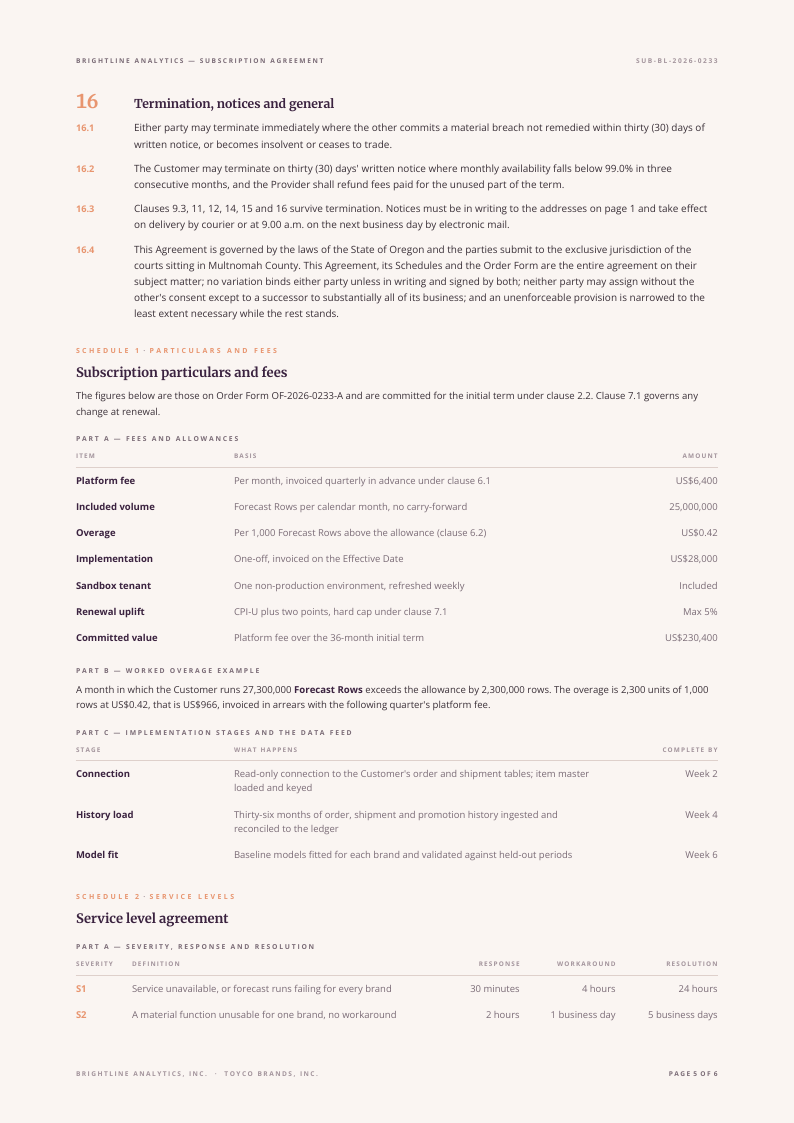 Open Measure service agreement template, page 5 of 6