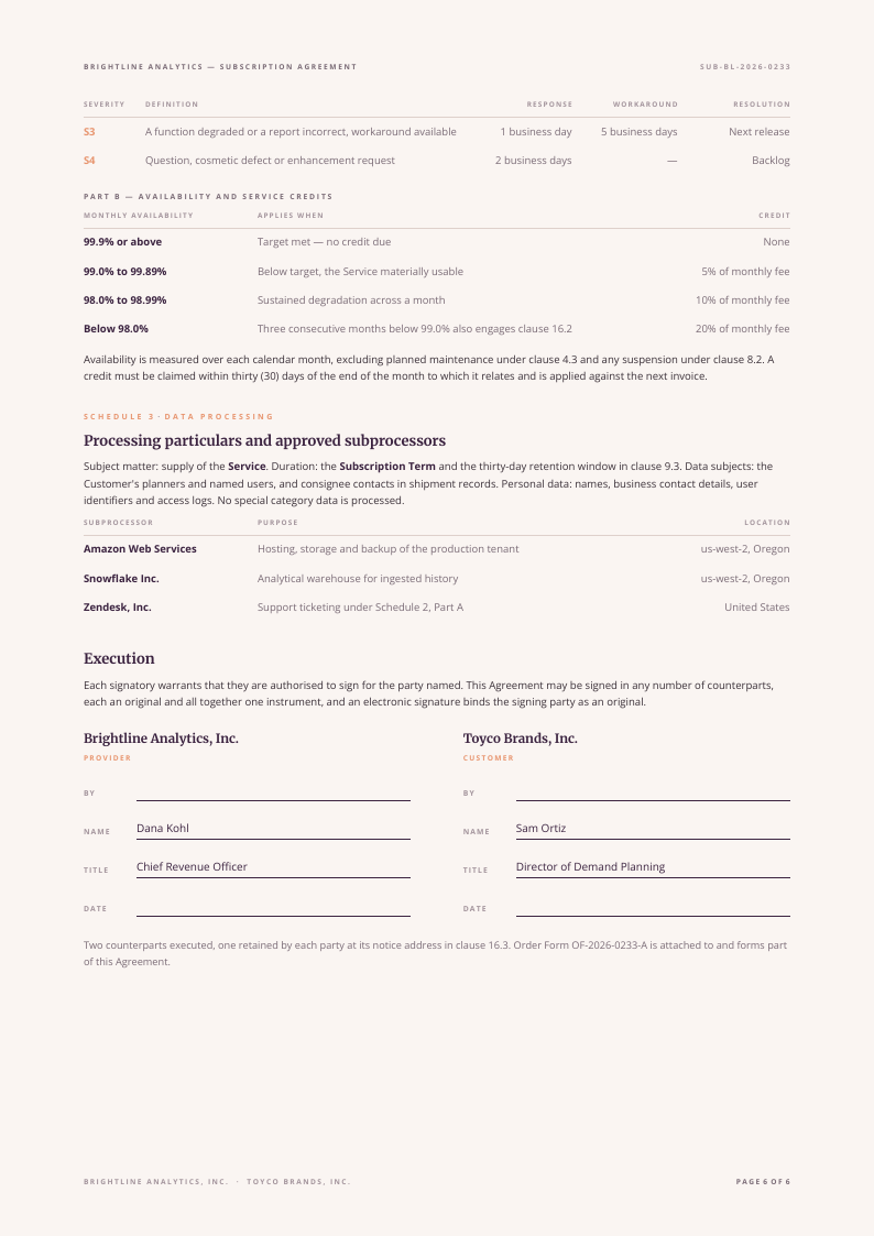 Open Measure service agreement template, page 6 of 6