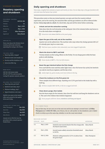 Field Manual — SOP & runbook template, Side rail layout, rendered from live data