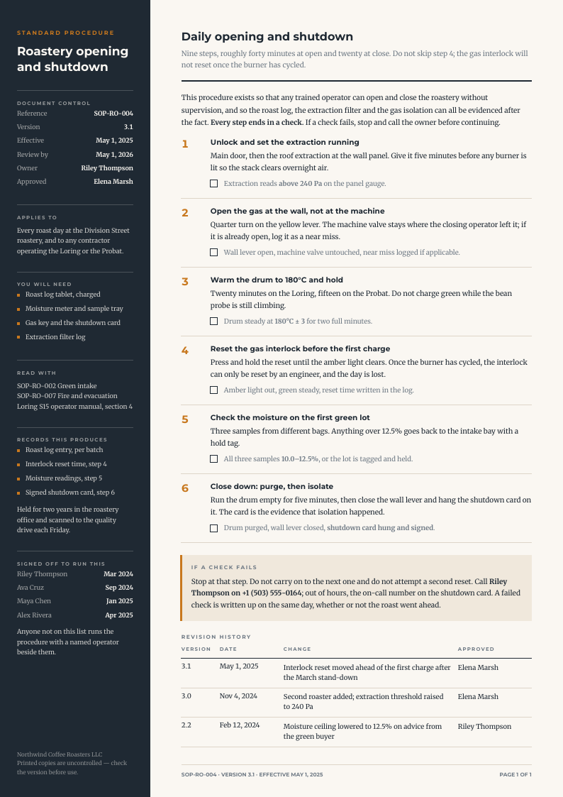 Field Manual — SOP & runbook template, Side rail layout, rendered from live data