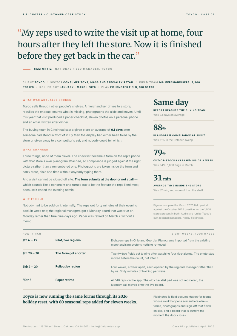 Open Quote — case study template, Minimal, type-led layout, rendered from live data