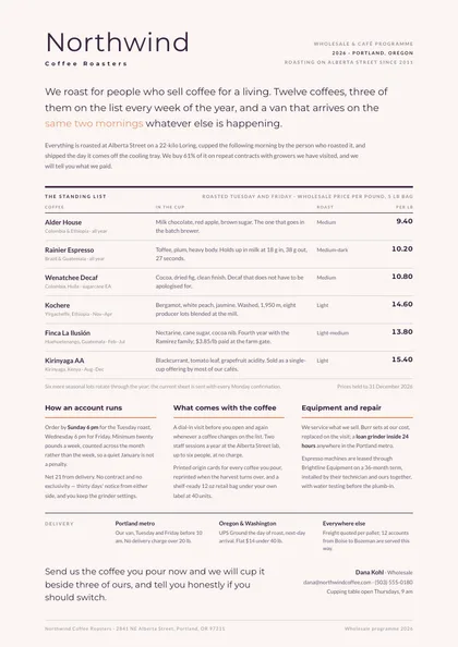 Standing Rule — Company brochure template, Minimal, type-led layout, rendered from live data