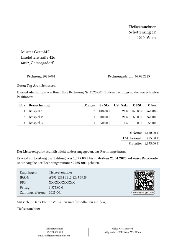 Tiefletter template preview